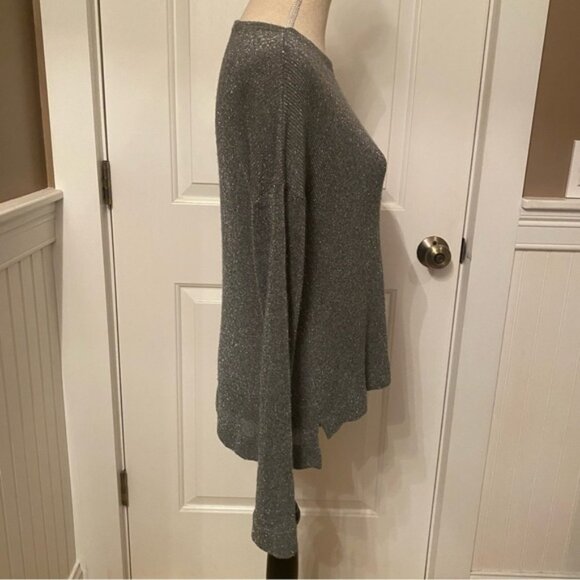 C&C CALIFORNIA TOP LONG SLEEVE TEE SILVER METALLIC BOAT NECK BATEAU SIZE S - Picture 6 of 10